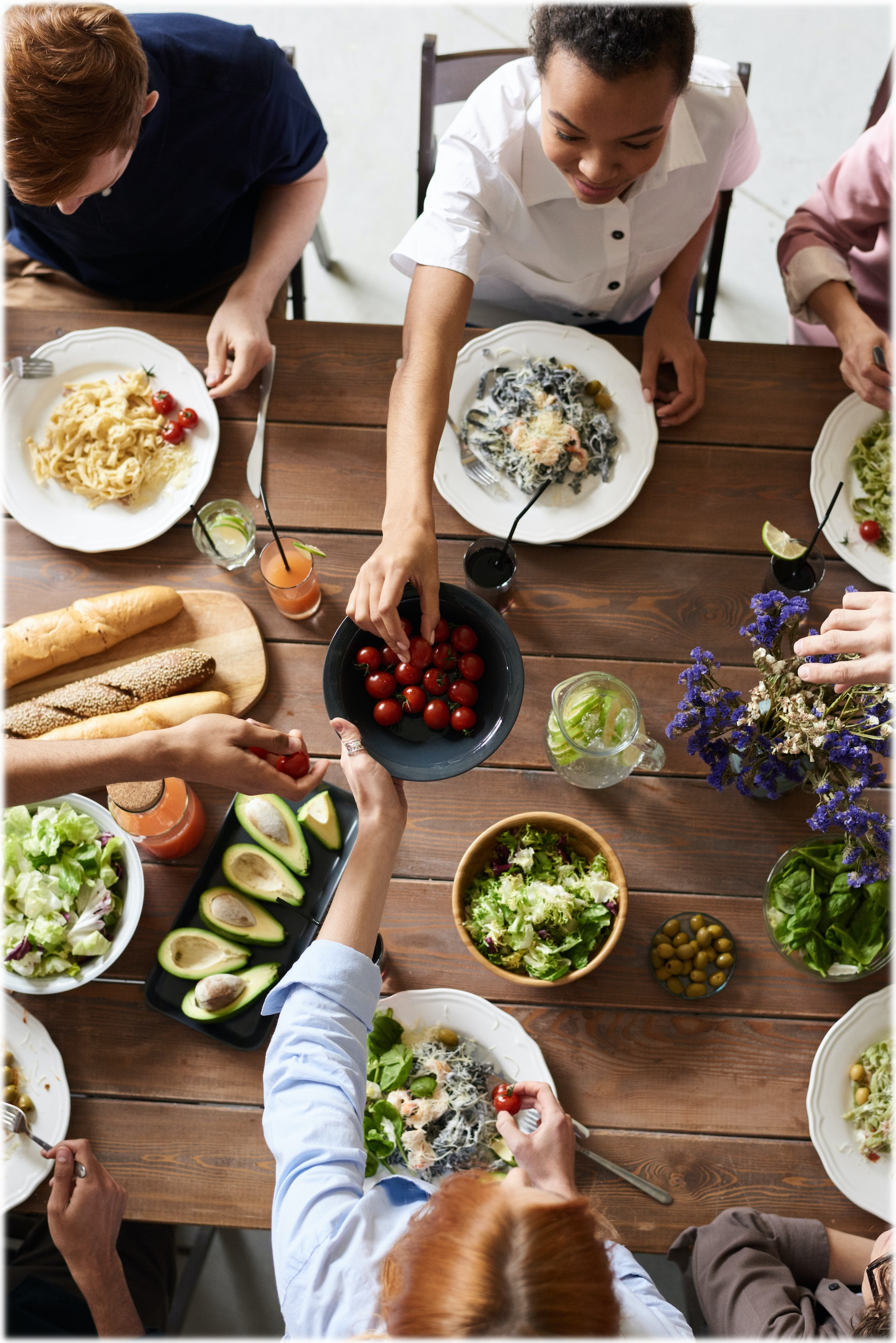 Picture of people enjoying a meal.